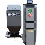 Kocioł Pleszew KG-EKO 20KW (160m2) EKOGROSZEK - LEWY podajnik retortowy ślimakowy Pancerpol  + sterownik Iryd 605 , producent Pleszew 5 klasa / Ecodesign