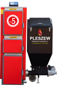 Kocioł C.O. KWPR LIDER 19KW (100-190m2) z podajnikiem EKOGROSZEK Prawy