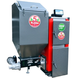 Kocioł C.O. KWPR LIDER 7KW (50-70m2) EKOGROSZEK  z podajnikiem ślimakowym retortowym żel-stal. 5 klasa / Ecodesign producent Kry-Stal Pleszew