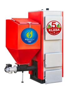 Kocioł Pleszew  KG-EKO 10KW (100m2) z podajnikiem na EKOGROSZEK Lewy , górny czopuch fi160mm