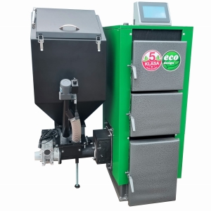 Kocioł c.o. 15kW ogrzewa 100-150m2 PEL-EKO-5 ( TECHNIX-PEL ) z podajnikiem na pellet drzewny 5 klasa / Ecodesign +zapalarka Palnik sv200 sterownik Argos Black PID PODWYŻSZONY STANDARD Kotły piece Pleszew