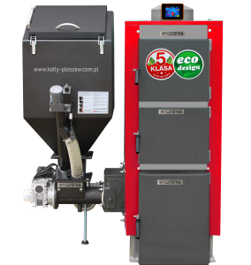 Kocioł c.o. 30kW ogrzewa 240-300m2 PEL-EKO-5 ( TECHNIX-PEL ) z podajnikiem na pellet drzewny 5 klasa / Ecodesign +zapalarka Palnik sv200 sterownik Argos Black PID PODWYŻSZONY STANDARD Kotły piece Pleszew  (1)