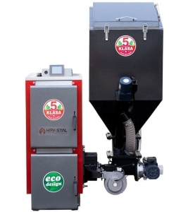 Kocioł co 10kW z podajnikiem na pellet drzewny PEL-EKO-5 z palnikiem Technix sv200 ogrzewa 50 - 100 m2 atesty: 5 klasa / Ecodesign Kotły , piece Pleszew 