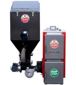 Kocioł co 10kW z podajnikiem na pellet drzewny PEL-EKO-5 z palnikiem Technix sv200 ogrzewa 50 - 100 m2 atesty: 5 klasa / Ecodesign Kotły , piece Pleszew 